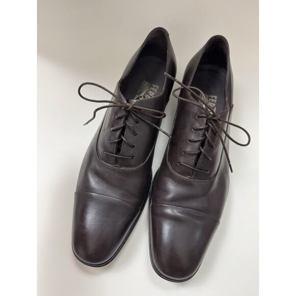 SALVATORE FERRAGAMO Leather Oxford Dress Shoes Size US 8.5 D Dark Brown